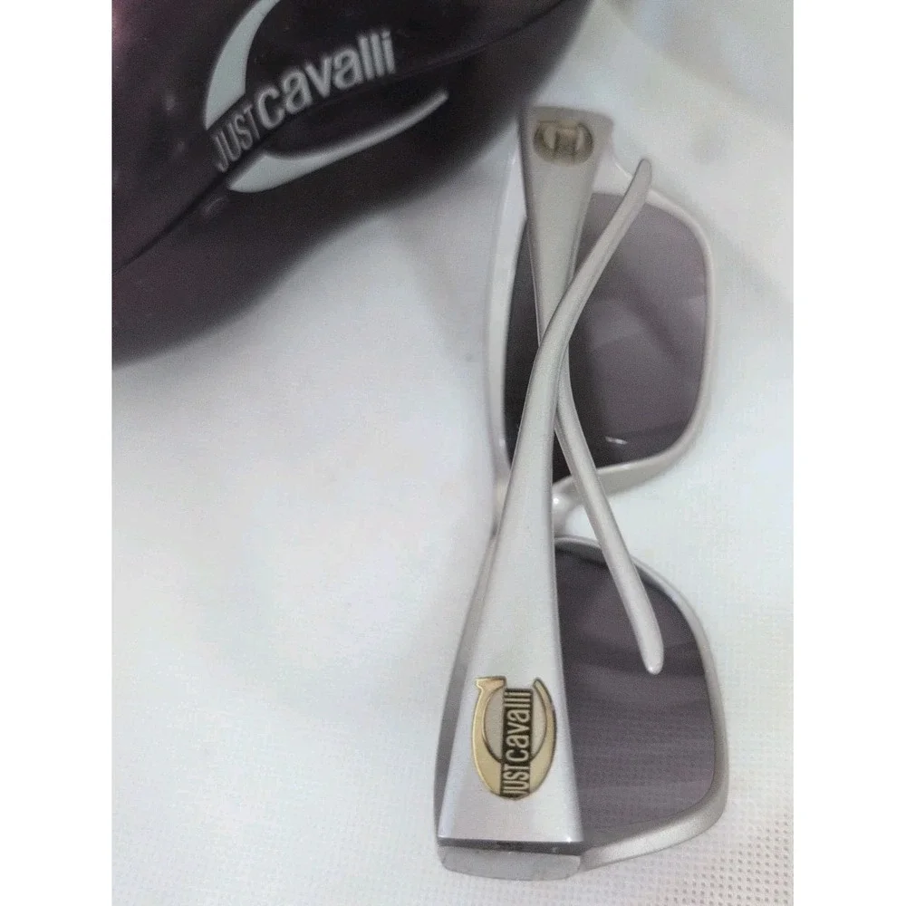 Just Cavalli JC16S Silver Purple Zebra Y2K Shield Wrap Sunglasses Italy 65mm